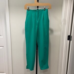 ASOS Green Hight Waisted Pleated Tapered Trousers